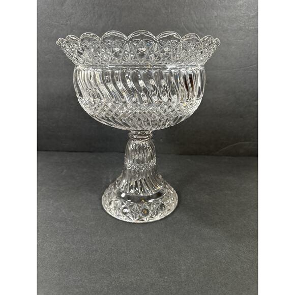 EAPG Pittsburg Windsor Pressed Glass Compote Early American Jersey Swirl Pattern - Picture 1 of 6